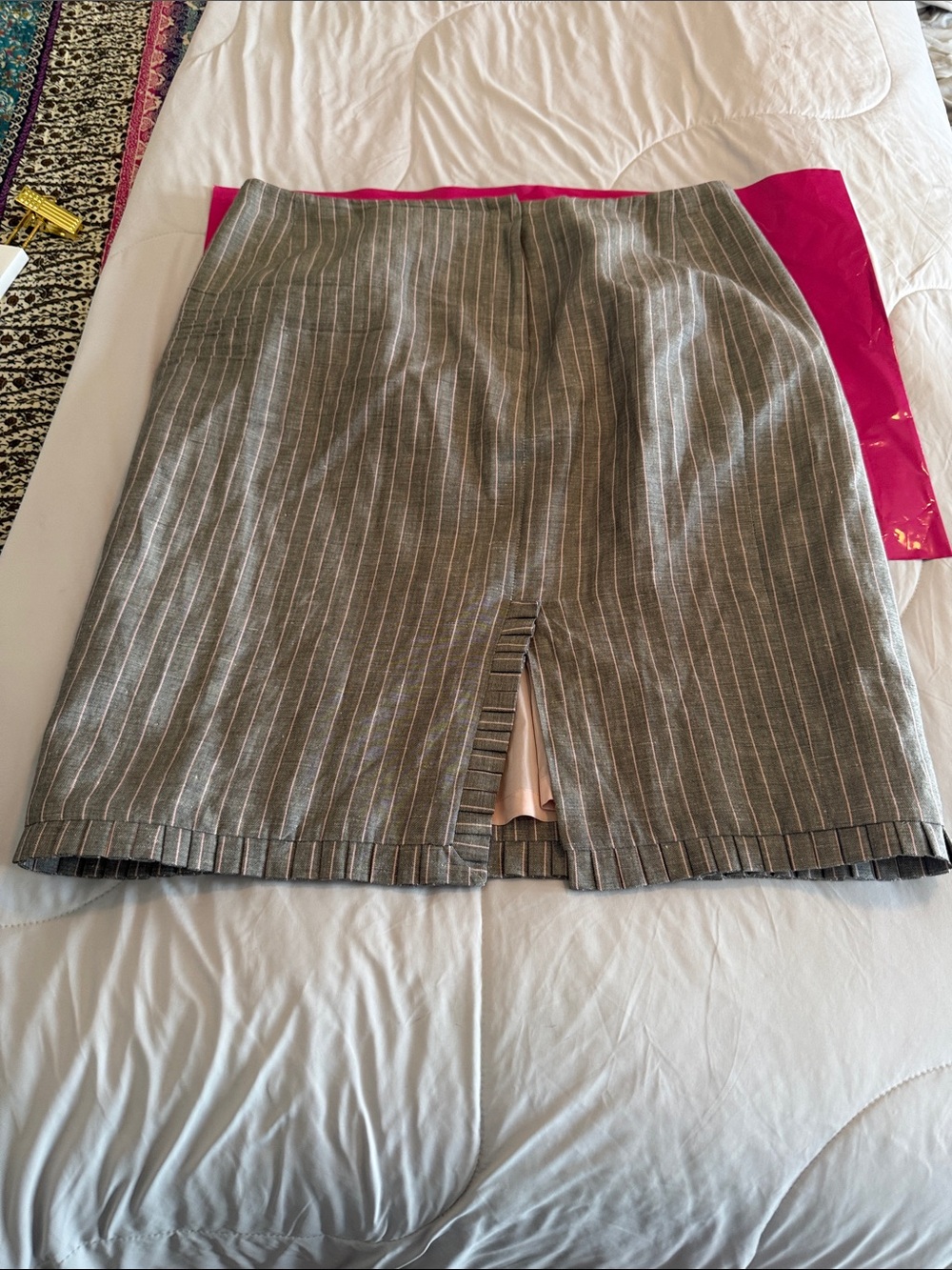 Etcetera Taupe Pinstripe Pencil Skirt - Picture 3 of 6